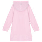 Girls Pink Teddy Hooded Dress, 1, hi-res
